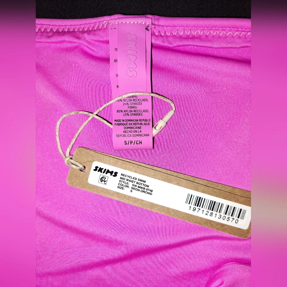 ❤️SKIMS Cropped T-shirt Top Mid Waist Bottoms Bikini Swimsuit Pink NEON ORCHID S